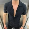 thumbnail image 2 of BOBOGOJP Chemises Décontractées pour Hommes Manches Courtes Coupe Régulière, Noir P, 2 of 4