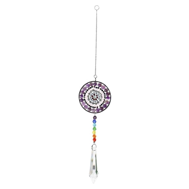 Atrapasol de cristal Mandala, adorno colgante, creador de arcoíris, campanilla de viento A