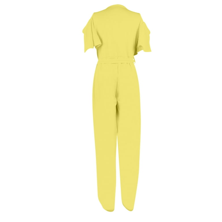 QLEICOM Women's Sexy Sparkly Jumpsuits Clubwear Short Sleeve - Main Image