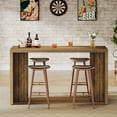 thumbnail image 5 of Finmind Home Bar Unit, 55.12-Inch Bar Table with a Spacious Tabletop, Modern Freestanding Mini Bar for Home Kitchen, Brown, 5 of 8