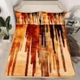 thumbnail image 2 of Manfei Retro Splatter Ink Queen Sheet Sets,Geometric Stripe Flat Sheet,Orange Brown Queen Fitted Sheet For Adults,Breathable Home Decor,4-Piece, 2 of 7