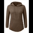 thumbnail image 1 of Sudadera con Capucha de Punto Acanalado Suave para Mujer, Suéter de Larga, Sudadera Ligera y Acogedora para Otoño. Marrón L, 1 of 6