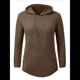 thumbnail image 1 of Sudadera con Capucha de Punto Acanalado Suave para Mujer, Suéter de Larga, Sudadera Ligera y Acogedora para Otoño. Marrón L, 1 of 6