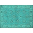 thumbnail image 1 of Ahgly Company Indoor Rectangle Oriental Turquoise Blue Traditional Area Rugs, 2' x 5', 1 of 4