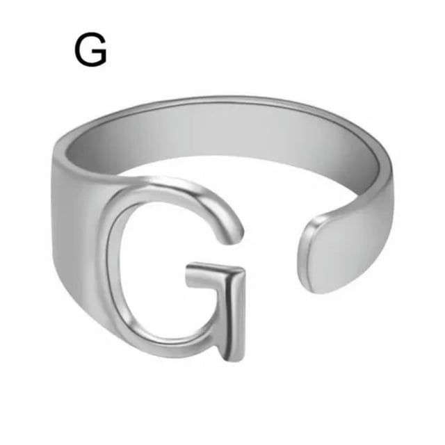 CUITING Fashion Adjustable Initial Alphabet Letter A-Z Ring Finger Rings Women Jewellery-Silver C