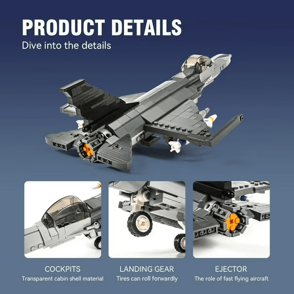 F-16 Fighting Falcon Military Aircraft Building Set, 520PCS Air Force Model Kit, Gift for Adults & Boys