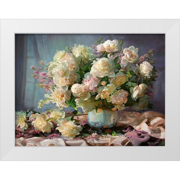 Kopania, Zbigniew 14x12 White Modern Wood Framed Museum Art Print Titled - Baroque Peonies