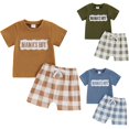 thumbnail image 3 of Tkrady Toddler Boys Fashion Outfits Spring Summer Funning Embroidered Short Sleeve T Shirt Tops Shorts 2 Piece Set, Sizes 0-24 Months, 3 of 5