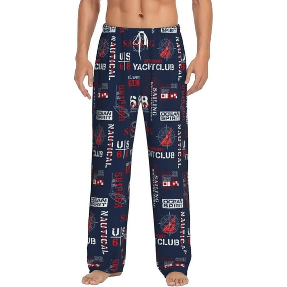 Daiia Nautical Style Sailboat Men's Sleep Pant with Pockets and Drawstring,Pajama Pants-Small