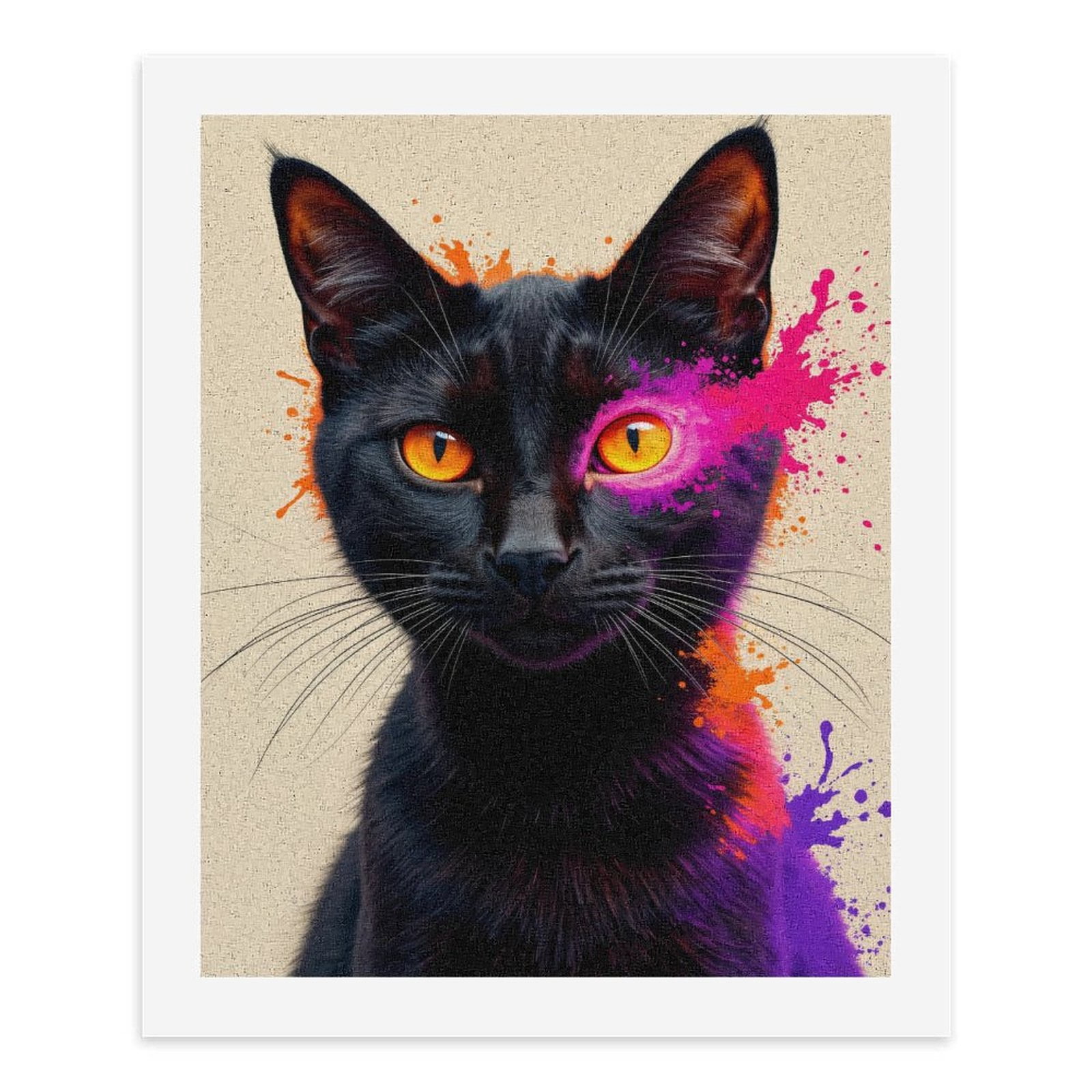 Paint By Numbers Kit for Adults Beginner - DIY Black Cat Vibrant Splash Art Canvas Painting Kits for Adults, Frameless Paint By Number for Adults for Home Wall Decor 16x20 Inch