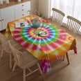 thumbnail image 2 of Colorful Tie Dye Spiral Mandala Rectangle Tablecloth 60"x84",Waterproof Polyester Rectangle Table Cloth, Wipeable Spillproof Polyester Tablecloth for Dining, Camping, Indoor and Outdoor, 2 of 5