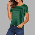 thumbnail image 2 of LIaqionyy Womens Striped Tops Short Sleeve Crew Neck Casual T Shirts Vacation Outfits Fashion Comfortable Tees, 2 of 6