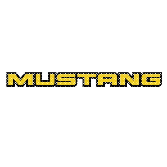 iPick Image for Ford Mustang Nameplate in Yellow Perforated Unobstructed View 24" Vinyl Window Film Adhesive Wrap Graphic Decal, Official Licensed