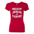 thumbnail image 2 of Fueled by Jesus and Coffee Funny Christian | Womens Inspirational/Christian Slim Fit Junior Tee, Red, Small, 2 of 3