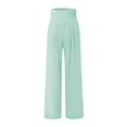 thumbnail image 4 of TQWQT Women Linen Pants Elastic High Waist Wide Leg Palazzo Lounge Pants Casual Loose Beach Pants with Pockets, 4 of 5