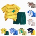 thumbnail image 4 of KPOPLK Kids Summer Outfits Set Baby Boys Short Sleeve Crewneck T-Shirt with Fun Print and Matching Shorts 2 Piece Clothing 1-5 Years Size 2-3 Years,Blue, 4 of 4