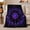 Moon Leaf Wreath, variant on Paired Crescent Moons Starburst Constellations and Planet Ring Art, Cozy Flannel Blanket, Home Decor for Women, Bedroom and Lounge, Halloween Gift, Purple Celestial Pattern