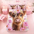 thumbnail image 5 of meiyoeat Highland Cow Flower Bed Sheets,Cute Farm Cattle Full Size Sheets For Girl,4pcs,1 Flat Sheet,1 Fitted Sheet and 2 Pillowcases, 5 of 6