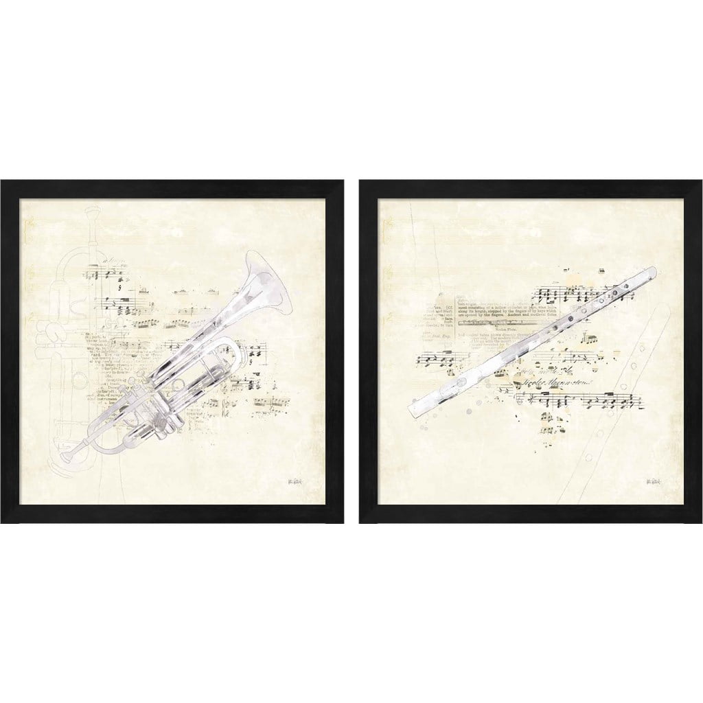 Musical Instrument Prints on Canvas with Black Frames