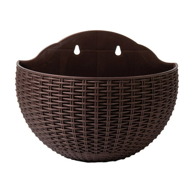 Plant Flower Pot Wall Planter Flowerpot Gift Imitation Rattan Planters Balcony Hanging Indoor Outdoor Semicircular Vase