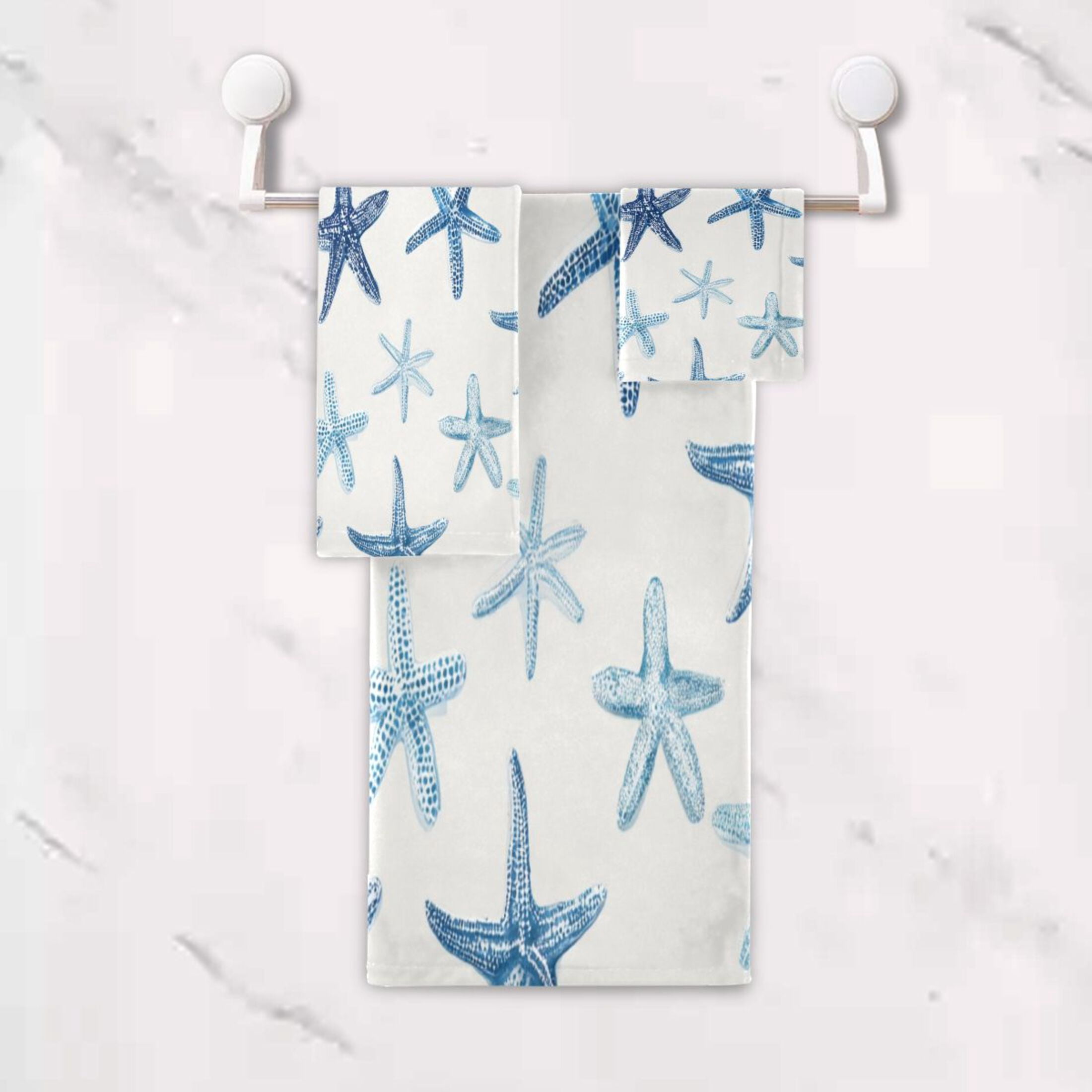 Three-Piece Towel Set Face Towel Towel Set Hand Towel Bath Towel Cotton Bath Towels Bath Towel Sets Hand Bath Towels Blue Sea Sar