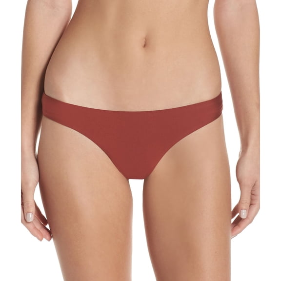 PilyQ HENNA Ruched Cheeky Bikini Swim Bottom, US Medium