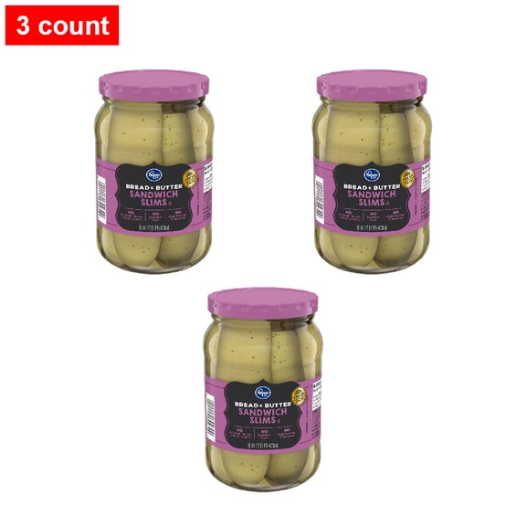 Kroger Gluten Free Bread & Butter Pickle Sandwich Slims 16 fl oz. - 3 count
