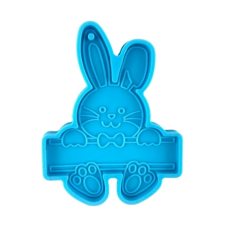 

JuJiay Rabbit Epoxy Mold Gifts Clear Texture Lightweight Happy Easter Bunny Keychain Pendant Mould