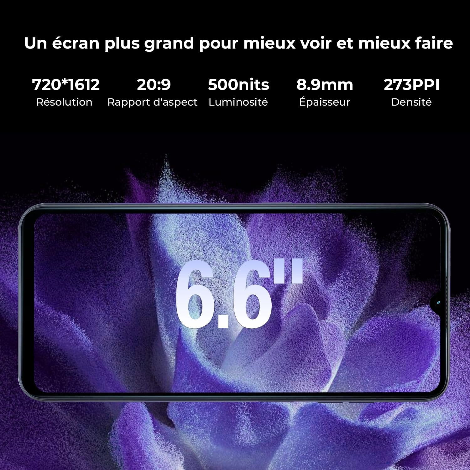 HOTWAV Note 13 Pro Smartphones 6.6'' HD 90Hz Android 13 16GB(8 8) 256GB Unlocked Mobile Phone 50MP 16MP 5160mAh Battery (Black)