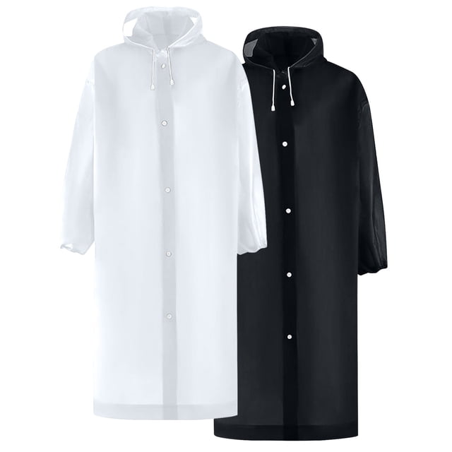 Imperméable à Capuche Manches Longues 2 Pcs pour Femmes et Hommes
