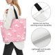 thumbnail image 3 of Disketp Pink Flamingos and Flowers Bolsa Tote Estampada para Mujer, Bolso de Hombro y de Mano para Compras y Viajes, 3 of 8
