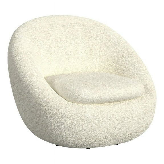 HomePop Round Swivel Accent Chair, White Sherpa