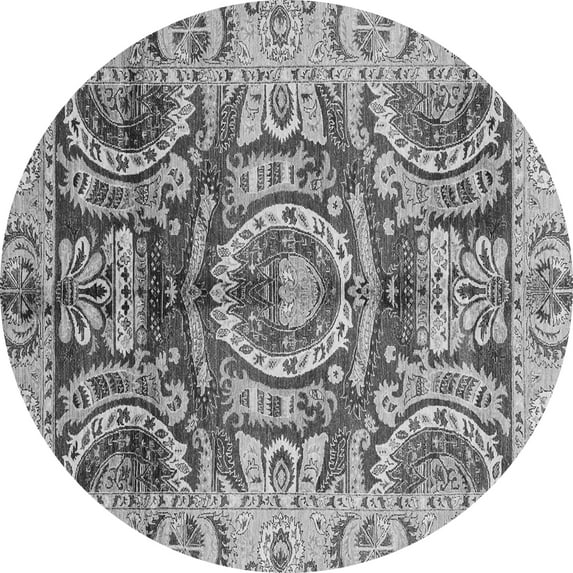 Ahgly Company Indoor Round Abstract Gray Modern Area Rugs, 6' Round