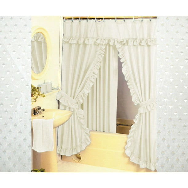 Double Swag Shower Curtain Set, Swag Tie Back Shower Curtains