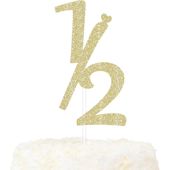 6 Months Cake Topper Gold Glitter Half Year Old 1/2 Baby Birthday Decoration