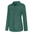 thumbnail image 5 of Womens Button Down Shirts Dressy Casual Solid Lapel Collar Long Sleeved Blouses Trendy Classic Fit Business Work Tops with Pockets, 5 of 9
