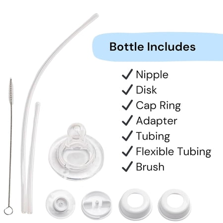 Hands-Free Baby Bottle - Anti-Colic Nursing System 9 oz Baby Bottle with Fast Flow Nipple/Teat 3m  with Tube Straw Feeding System for Toddler 1 Year   (1 Bottle - Soo Cute)