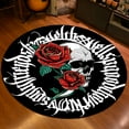 thumbnail image 2 of xiaxaixu Halloween Floor Mat Spider WebLetterSkull Pattern Welcome Indoor Outdoor Round Bedroom Door Decorative Rug, 2 of 6