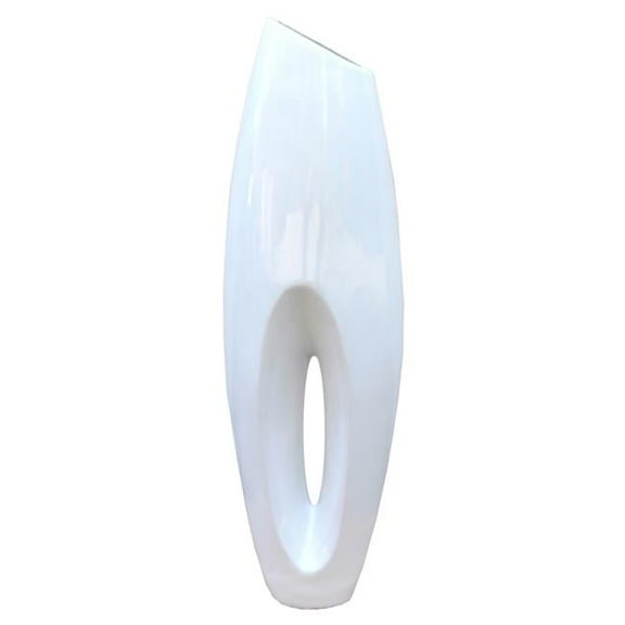 12 x 9.8 x 40.5 in. Modern Large Floor Vase, White