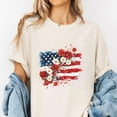 thumbnail image 2 of Floral American Flag T-Shirt – Watercolor Patriotic Flower USA Tee – 4th of July Shirt for Women, Red White Blue Daisy Poppy Graphic Top for Summer & Independence Day, 2 of 7