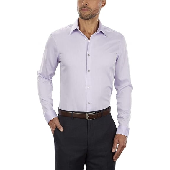 Calvin Klein LILAC Men's Slim-Fit Non-Iron Herringbone L/S Shirt, US 14.5 32/33