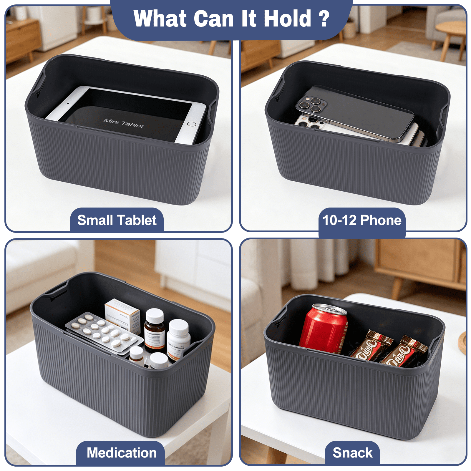 Locbbi Small Lock Box for Medication with Code, Upgrade Plus Size Medicine Lock Box with 3 Combination Locks, BPA-Free Plastic Lockable Storage Bin for Phone, Snack, Fridge, Home, Office, School