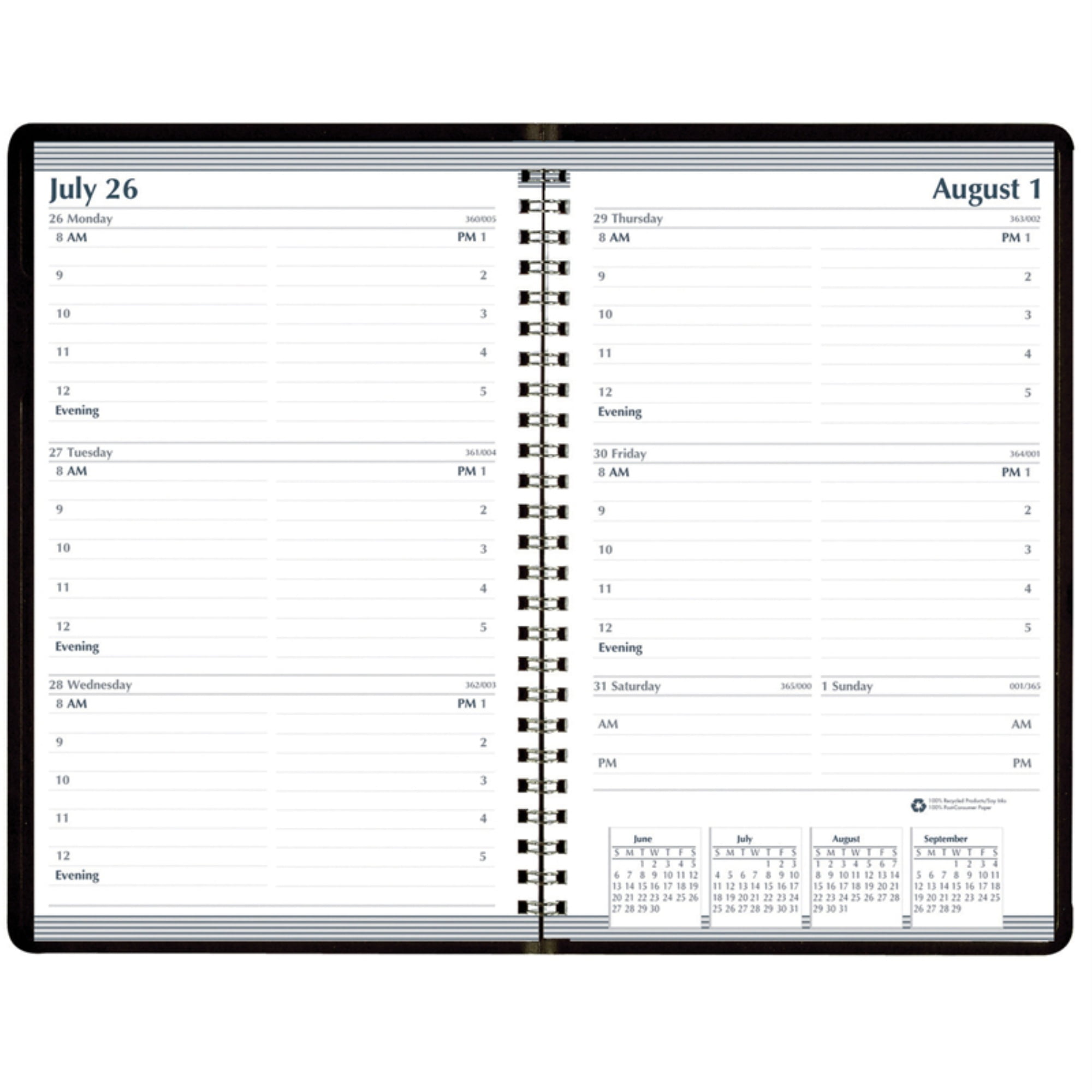 House of Doolittle HOD27702 Weekly Calendar Academic Planner, Horizontal Format, Black, 5" x 8