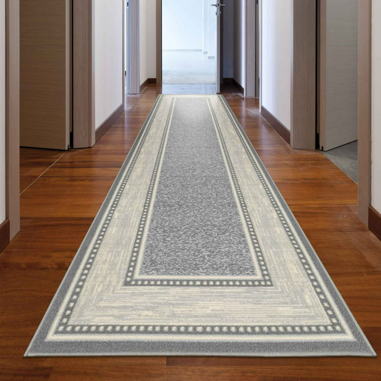 Ottomanson Utility Collection Waterproof Non-Slip Rubberback Solid 3x10 Indoor/Outdoor Runner Rug,2 ft. 7 in. X9 ft. 10 in.,Gray