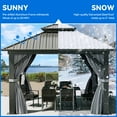thumbnail image 3 of Dextrus 10ft x10ft Double Roof Hardtop Gazebo with Netting&Curtains, Metal Outdoor Pavilion,Ideal for Patio Lawn and Garden,Black,Grey Curtain, 3 of 5