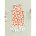 thumbnail image 2 of Bagilaanoe Toddler Baby Girl Summer Jumpsuit Sleeveless Floral Print Romper Tassel Overalls 6M 12M 2T 3T 4T 5T Kids Long Flared Pants Casual Outfits, 2 of 8