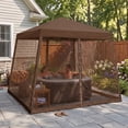 thumbnail image 2 of EAGLE PEAK 10x10ft Slant Leg Easy Setup Pop Up Canopy Tent with Mosquito Netting 64 sqft of Shade, Brown, 2 of 9