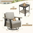 thumbnail image 4 of INTER HUT Serenity Retreat 3 PCS PE Wicker Outdoor Furniture Set, 2 Patio Swivel Rocker Chairs & Side Table, Beige, 4 of 10