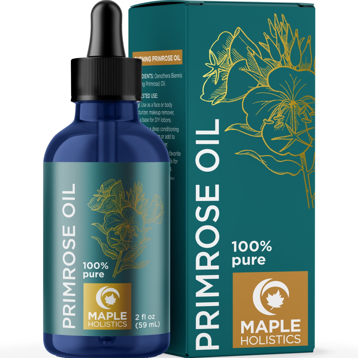 morgen Stamboom uitbarsting Maple Holistics 100% Pure Evening Primrose Oil, Face + Skin + Hair, Natural  Skin & Hair Care Product, 2 Oz - Walmart.com