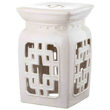 Safavieh Beijing Filigree Indoor/Outdoor Garden Patio Stool, Cream